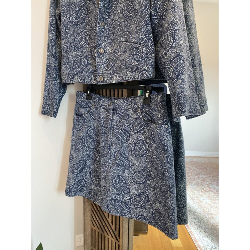 Joneswear 2 Piece Blue Paisley Jacket Mini Skirt Set Size 10 - Picture 4 of 14